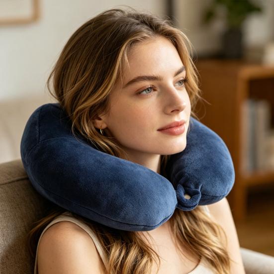 U-Shaped Pillow with Removable Cover, Neck Support Pillow for Travel Office Home, Lumbar Nap Cushion, Leg Lift Cushion, Cervical Relief Headrest