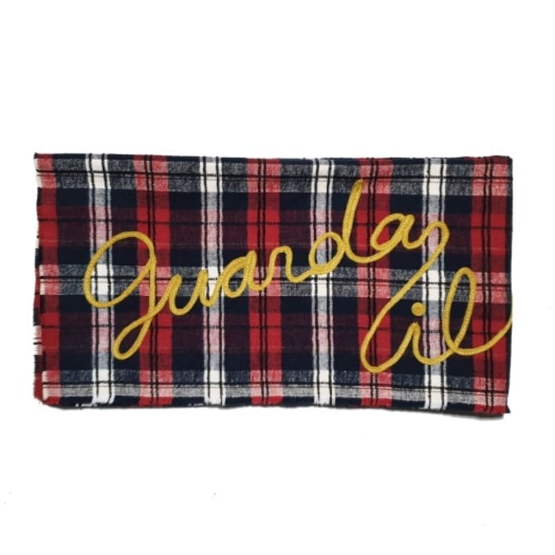 COINONIA [COINONIA CANVAS] Tartan Lettering Scarf_Wine