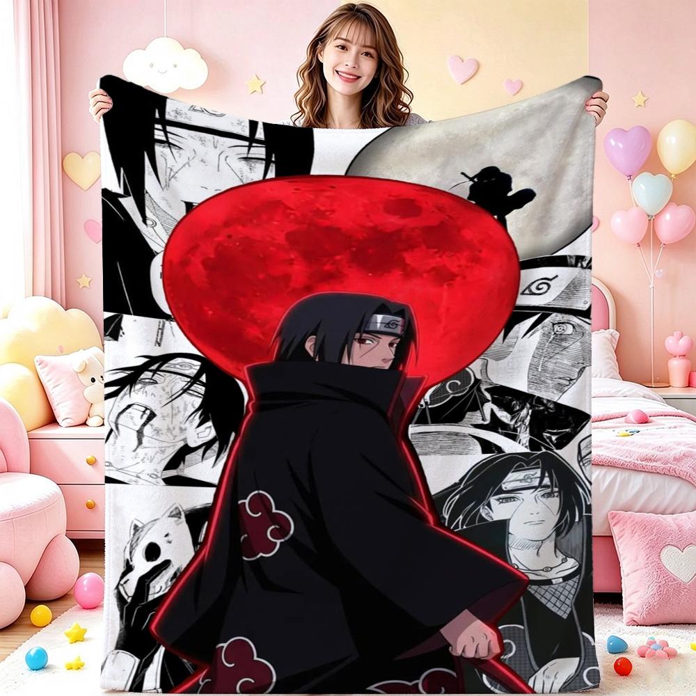 Itachi'S Moon Night Cartoon Flannel Blanket Warm Comfortable Fleece Blanket For Living Room Bedroom Recliner Lightweight Home Decor Gift For Friends