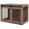PawHut Dog Crate, Lockable, Imitation Wood, Rustic Design, 98 Cm X 58 Cm X 61 Cm, Walnut + Black