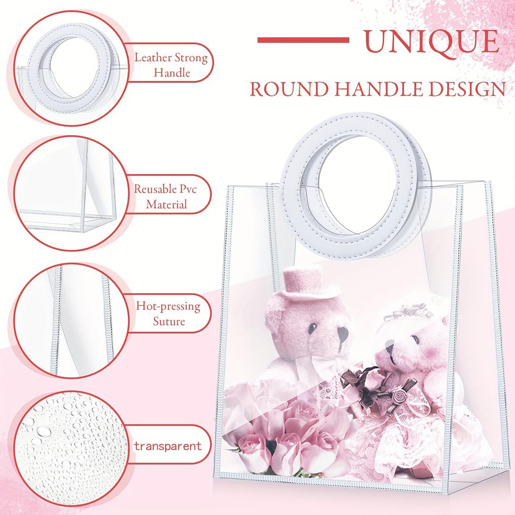 Plastic Gift Bag with Handle Clear Wedding Anniversary Birthday Gift Bag Wrapping Shower Jewelry Making Display Packing Supplies