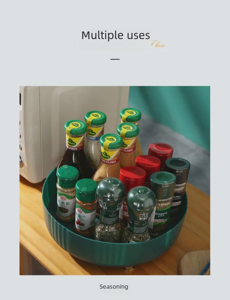 Suport rotativ pentru condimente de bucătărie cu spațiu de depozitare multifuncțional pentru condimente și fructe