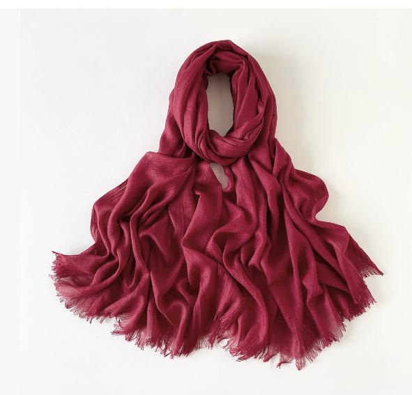 Summer versatile cotton and linen scarf shawl lengthened solid color yarn shawl sunscreen shawl simple scarf silk scarf women