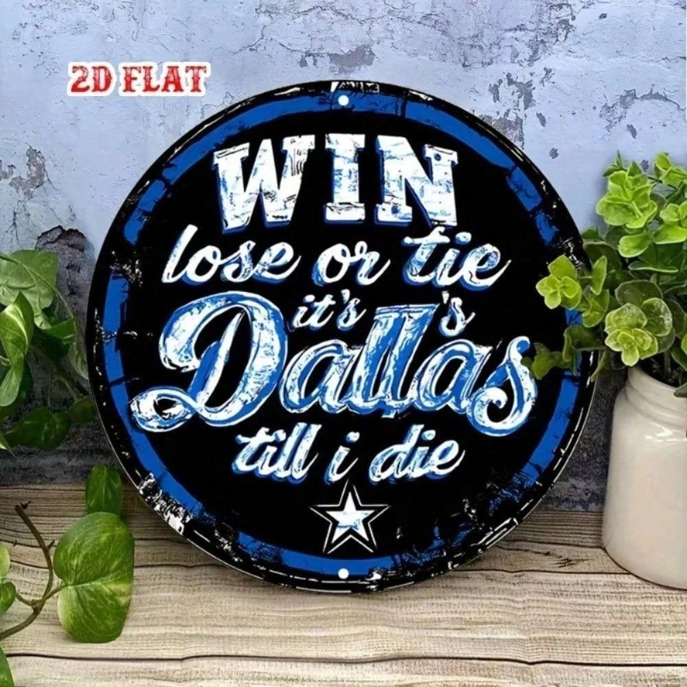 2D Flat Sports Team Sign, Round Aluminum Metal Tin Wall Art for Home Decor Bedroom Living Room