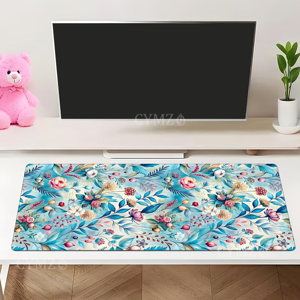 Blue floral pattern mouse pad rubber anti slip computer laptop desktop pads thick keyboard PC accessories lock edge design