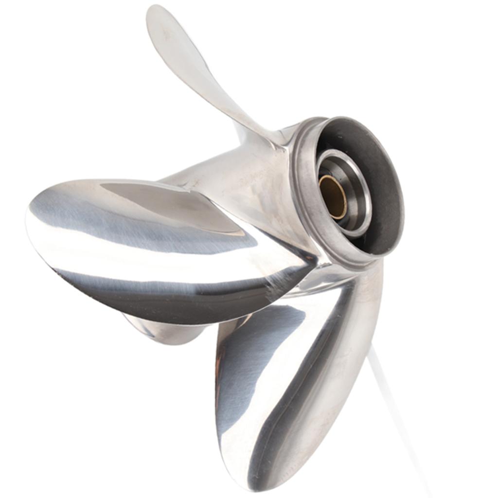 Marine Outboard Propeller 4 Blades 10 Spline Teeth Fit for 25‑30HP 3in Gearcase