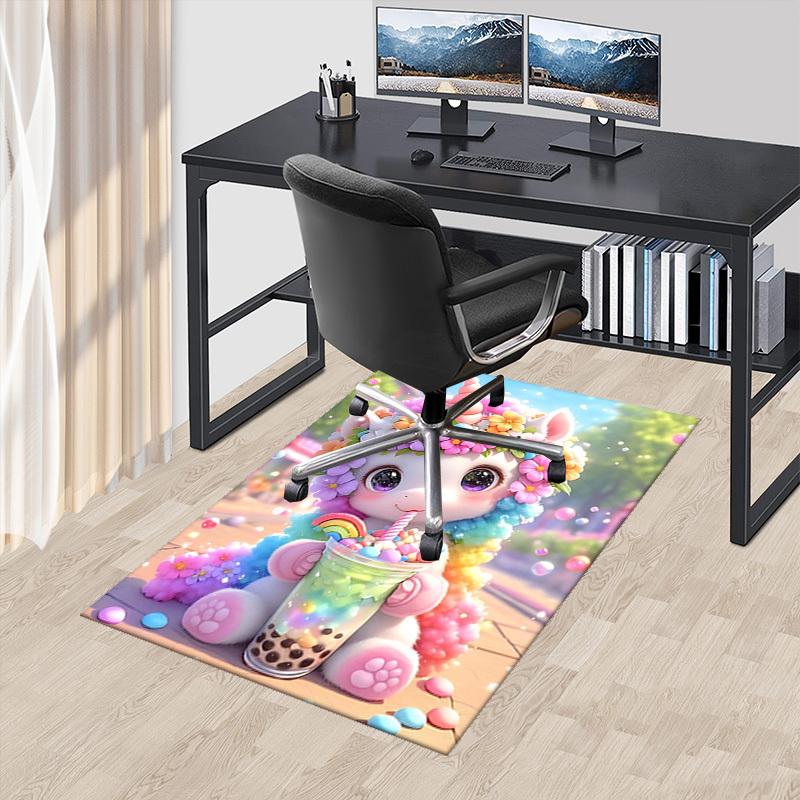 

1pc Unicorn Flower Crown Chair Mat - Anime Cartoon Design, Non-Slip Carpet for Office Chair, Suitable for All Seasons, Ideal as a Gift for Festivals.H 60cm by 90cm