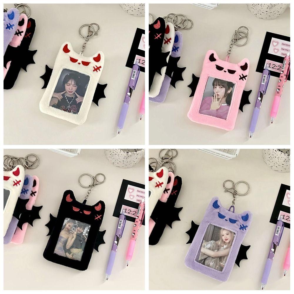 Bat Demon Cartoon Plush Photocard Holder Transparent Photo Protective Case Bus Card Holder  Outdoor