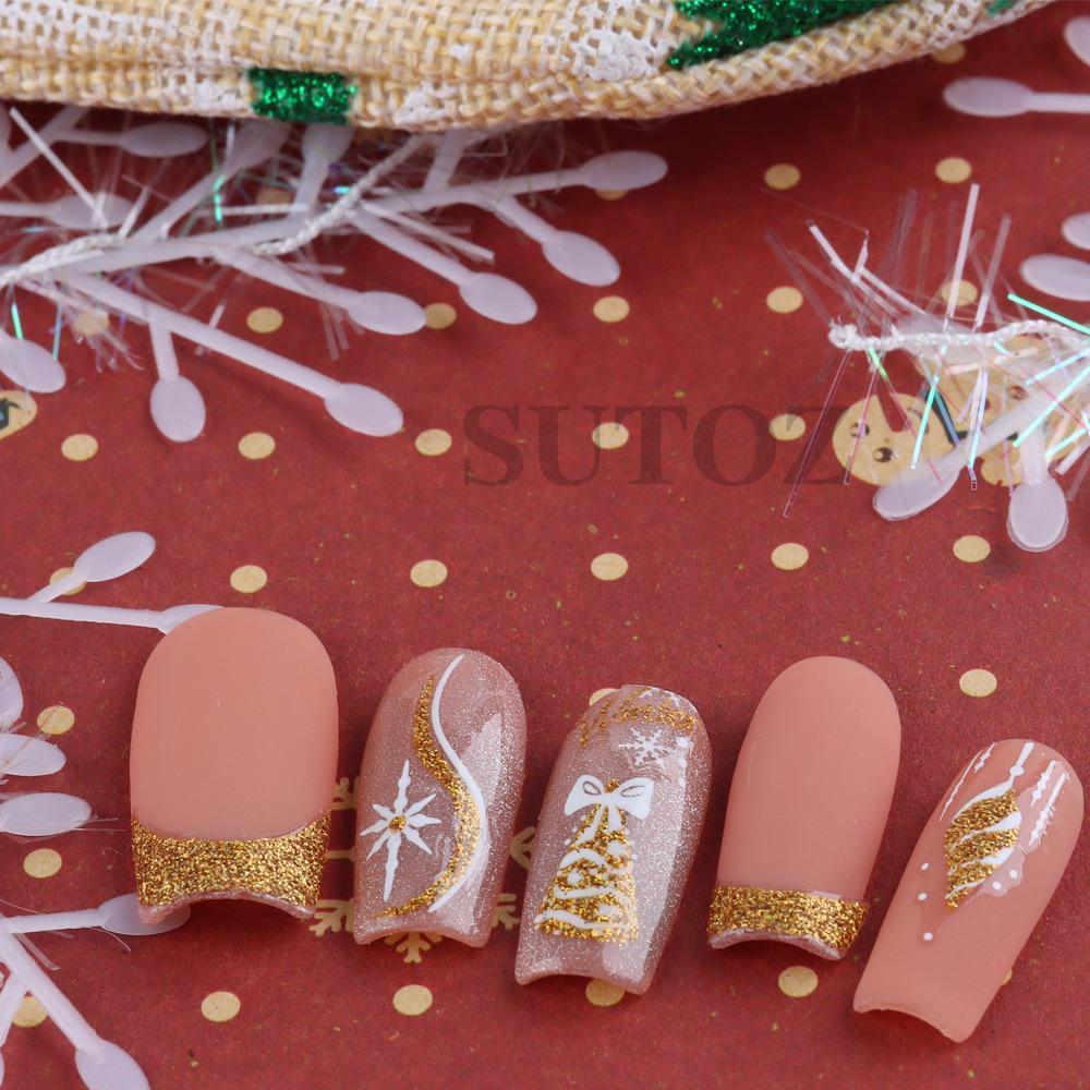 Winter Christmas Nail Stickers: Gold & Silver Glitter, Trees, Reindeer, Snowflakes