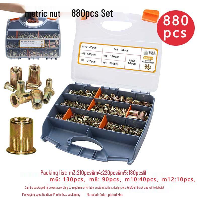 150-Piece Rivet Nut Set: Galvanized, Inch & Metric