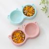 Cartoon Cat Head Shaped Pet Double Bowl Dual Use Bowl for Drinking Water and Cat Food Feeder Dry Wet Separation Anti Slip and Anti Rollover Tableware