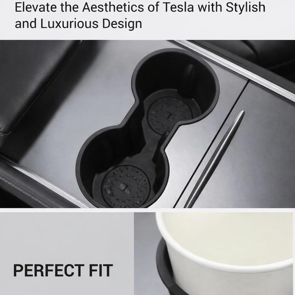 Motrobe Tesla Model Y Model 3 Center Console Cup Holder Insert Tesla Center Console Interior Accessory not fit Model Y Juniper 2025 2026 Model 3