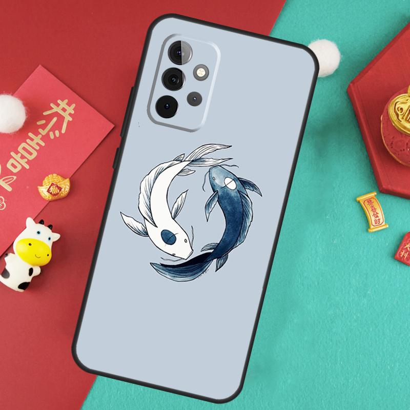 Koi Fish Yin Yang Case For Samsung Galaxy A17 A55 A35 A15 A32 A52 A13 A33 A53 A14 A34 A54 A06 A16 A26 A36 A56