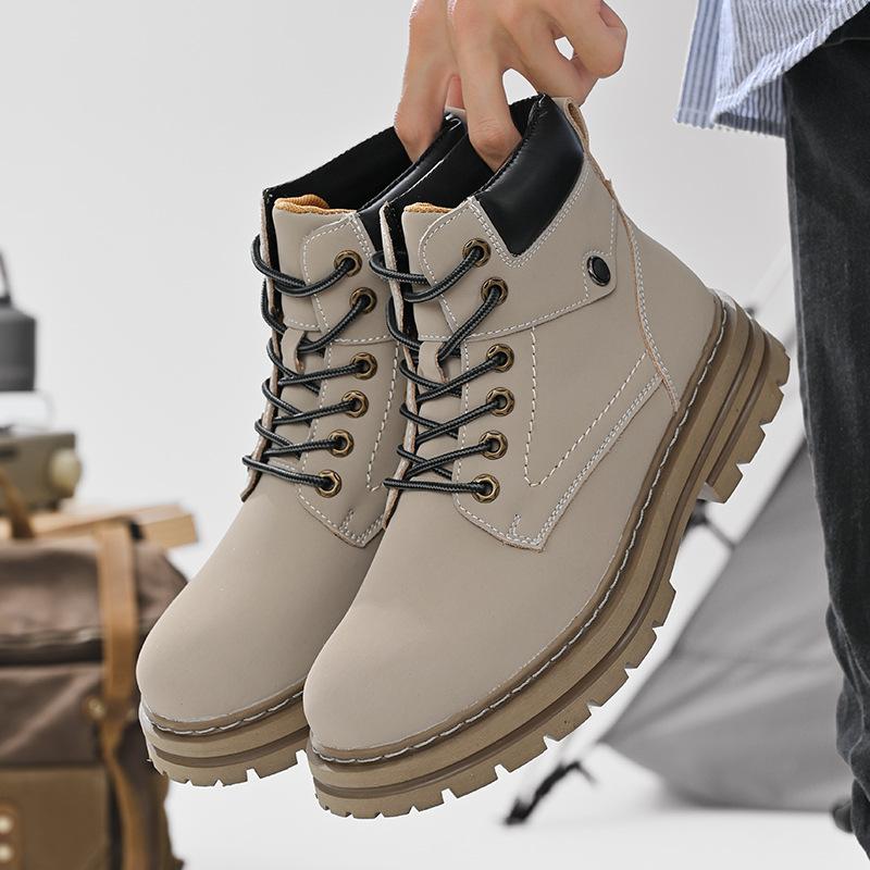 Autumn and Winter New Large Size Martin Boots Men's Leather High-top Leather Shoes Rhubarb Boots Outdoor Tooling Boots