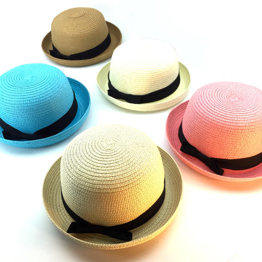 Parent-child Bowknot Children Breathable Hat Straw Hat Kids Hat Boy Girls Cap Summer Outdoor Beach Sunhat Suit Panamanian style