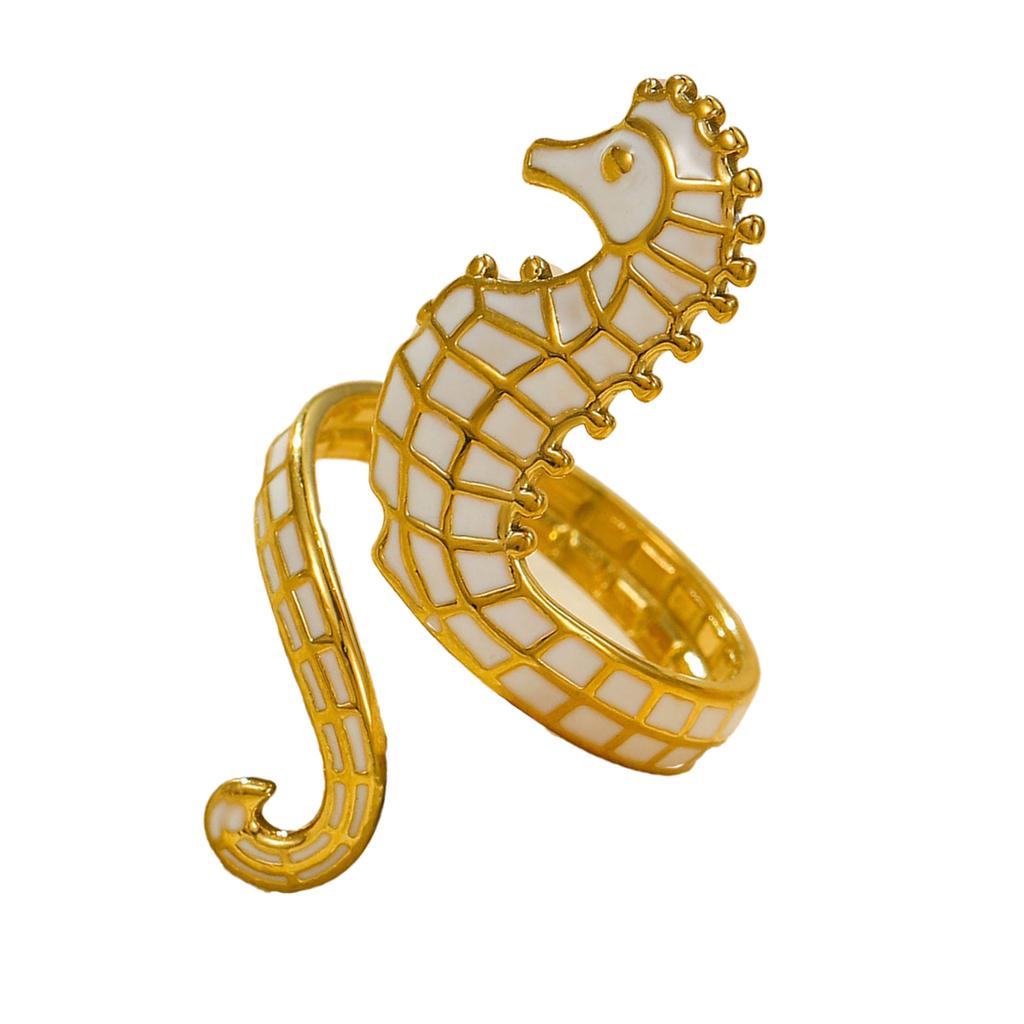Unique Oil Drop Design Seahorse Ring Adornment For Fashion Enthusiasts And Art Lovers Seeking Individual Style