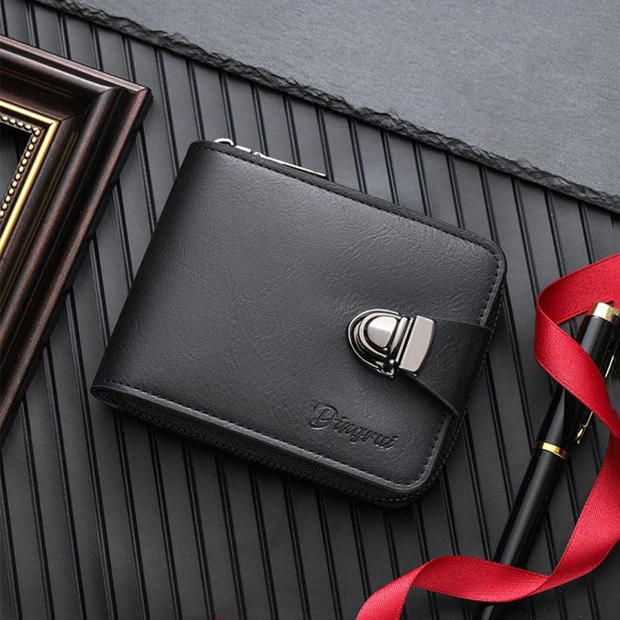 New Men's Premium Sense Short Frosted Leather Wallet Multi-Slot Coin Pocket Photo Holder Small Men's Wallet High Quality