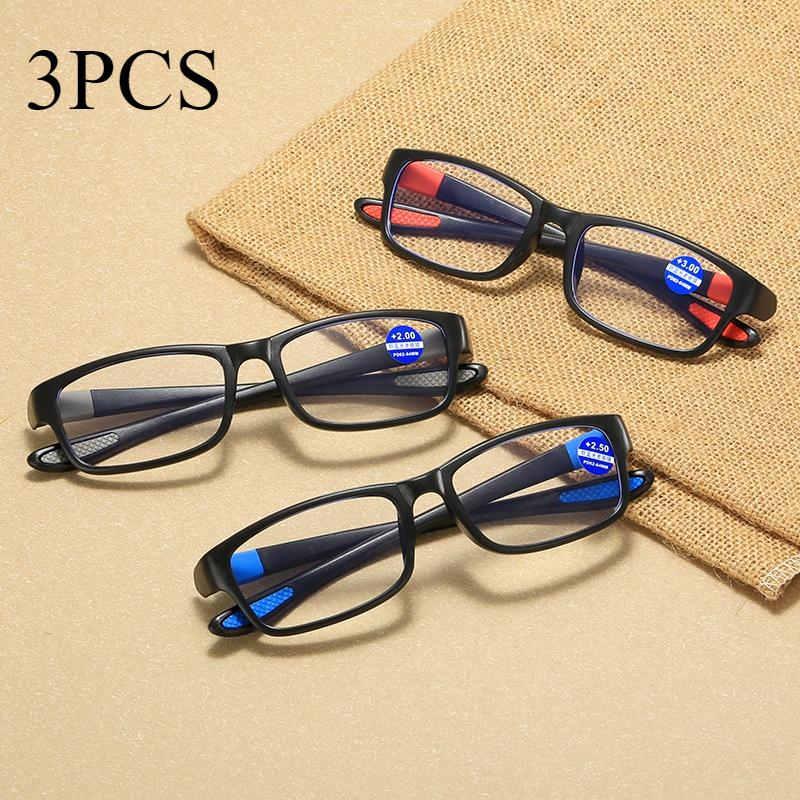 

3Pcs Anti Blue Light Blocking Reading Glasses Men Business Ultralight Sport Presbyopia Computer Eyesglasses +1.0 +1.5 To +4 +4.0