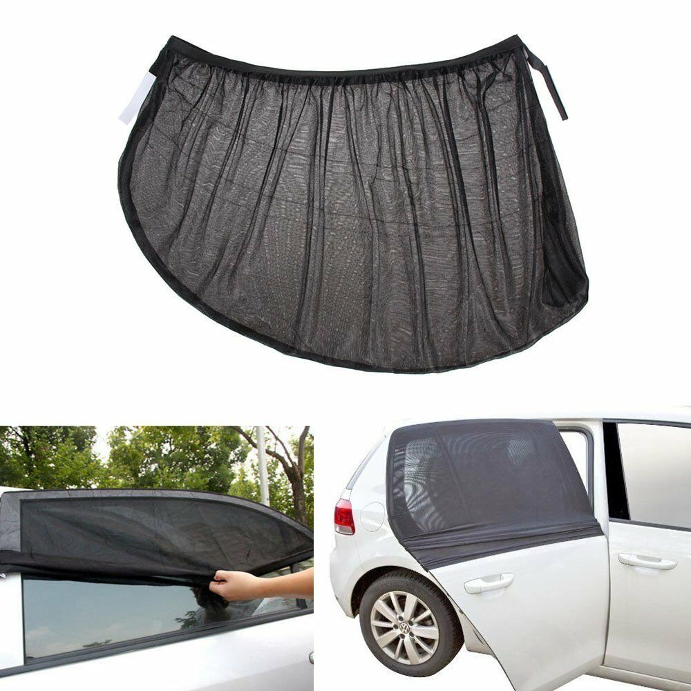 2pcs Car Rear Side Window Sun Visor Shade Mesh Cover Shield L Size UV Protector