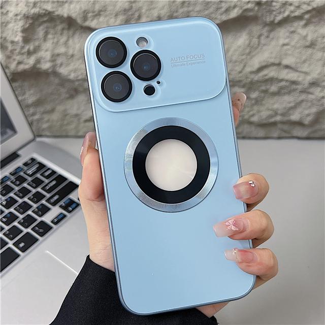 For iPhone 16 Pro Max Luxury Magesafe Magnetic Wireless Charging Phone Case For iPhone 15 14 Plus 13 12 Glass Lens Camera Cover