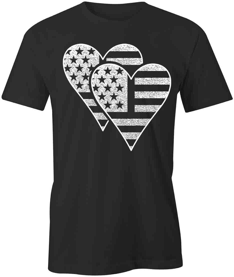AMERICAN FLAG HEART TShirt Tee Short-Sleeved Cotton CLOTHING S1BSA323 M