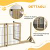 Extendable Dog Gate with Door and 2 Panels, Triangular Feet, 112-159x70 Cm, Natural Wood