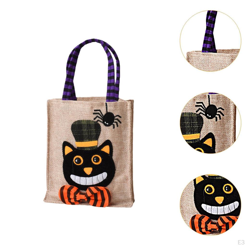 Halloween Gift Bag with Handle, Reusable Candy Bag, Pumpkin Festival Basket for Kids