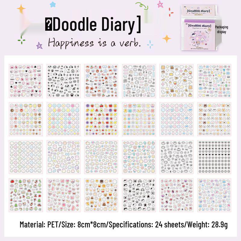 Mini Die-Cut Nail Art Sticker Book - Cute Decorative Stickers