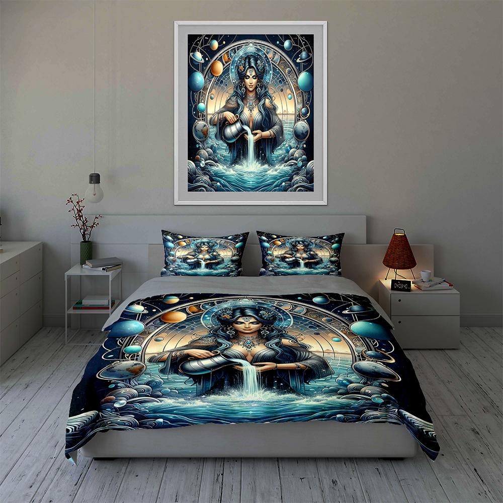 Celestial woman illustration. Bedding Duvet cover sets Duvet covers Pillowcases gifts (1 * Duvet Cover 2 * Pillowcases, without duvet insert)