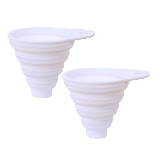 2Pcs Foldable Silicone Funnel, Collapsible Wide Mouth Kitchen Funnel for Oil Liquid, Food Grade Space Saving Funnel