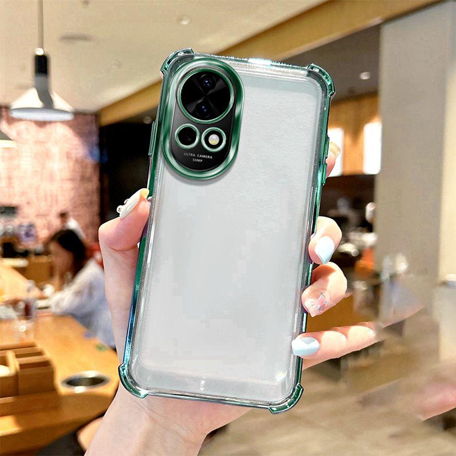 

Ударопрочный чехол для объектива с подушкой безопасности для Honor X5b X7b X9a X9b X6b X6a X8c X8a X9c X7a X8b X7c 200 400 Lite Magic Huawei Nova Гальванизированная силиконовая задняя прозрачная крышка Honor 90 Lite зелёный