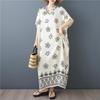 Short Sleeve Plus Size Cotton Vintage Floral New In Dresses for Women Casual Loose Long Summer Dress