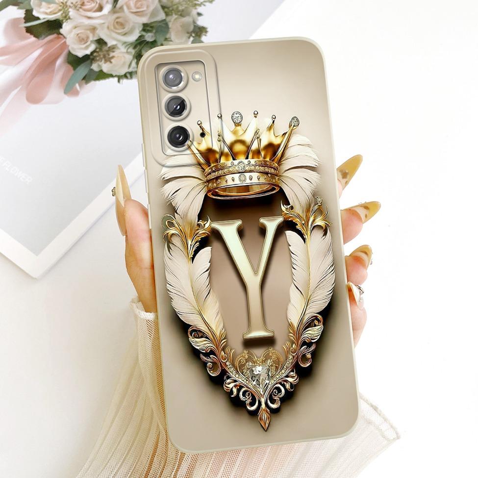 For Samsung Galaxy Note20 5G SM-N981B Case For Samsung Note20 5G Cover Luxury A-Z Letters Cool Crown 2D Painted Silicone Casing