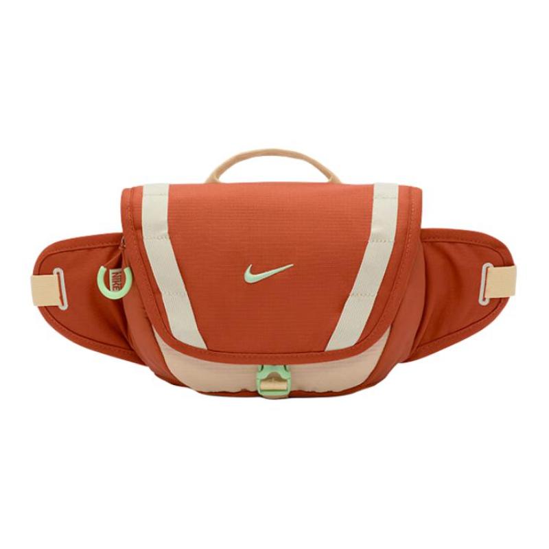Nike Fabric One Shoulder Crossbody Fanny Pack Regular Women's Orange And Green Casual DJ9681-825