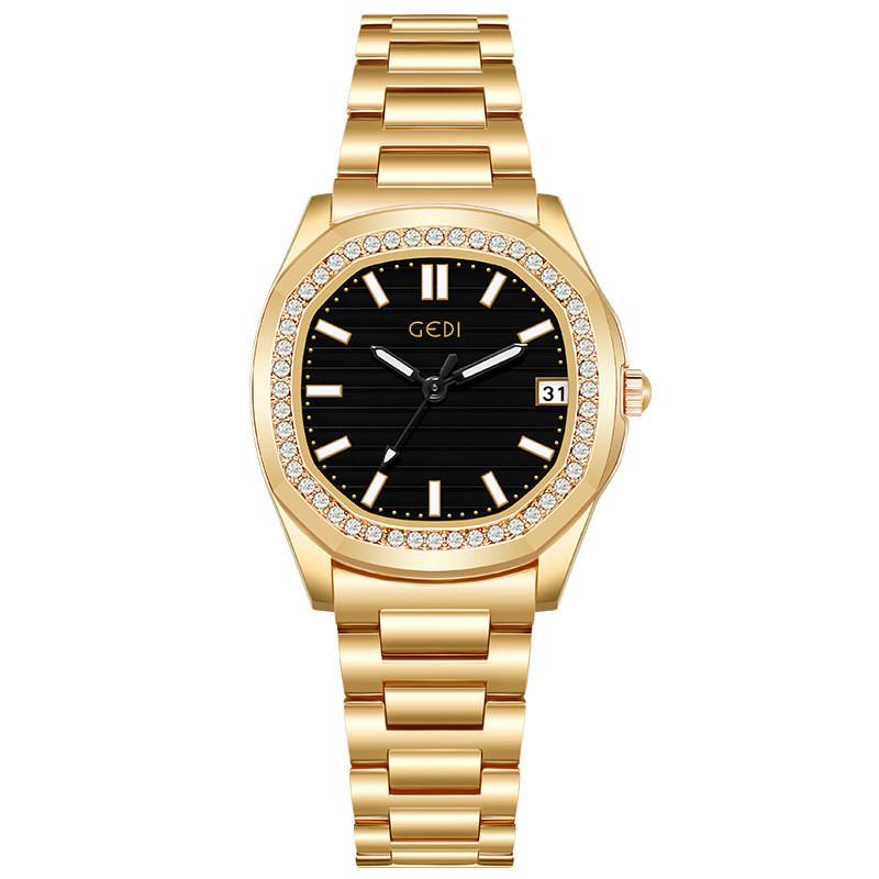 Gadi Fashion Womens Watch With Diamond Inlay Waterproof Quartz For Daily Wear