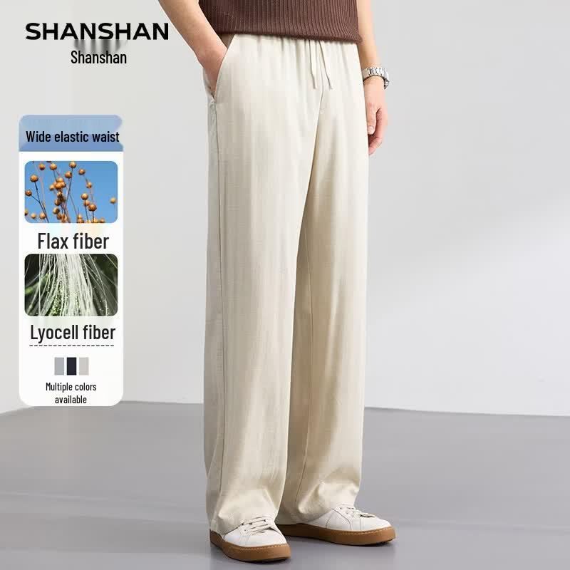 SHANSHAN Men s Lyocell Linen Blend Straight-Leg Trousers 3XL/190
