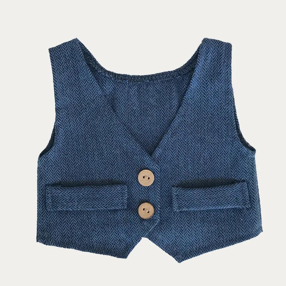 English Style Newborn Photo Clothing-Stripes Coffee Baby Vest for One Month Olds All Seasons Use Perfect for Newborn Photo Poses