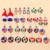 USA Canada Mexico World Cup Flag Element Earrings Tassel Heart Round Acrylic Earrings Dangle Jewelry for Women