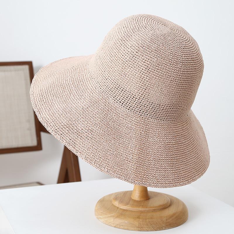 2025 new paper straw sun hat women wide brim beach sun protection wide brim women floppy hat for beach 8Cm brim