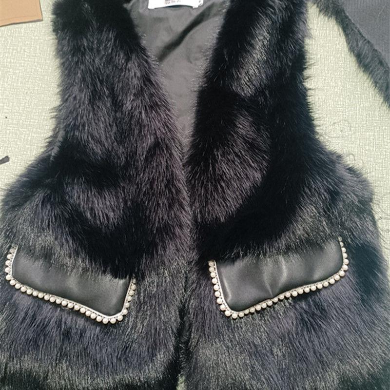 

Зимова шуба зі штучного хутра для жінок Осінньо-зимовий новий стиль Ніжний молодіжний стиль Хутряний жилет Приталений XL чорний