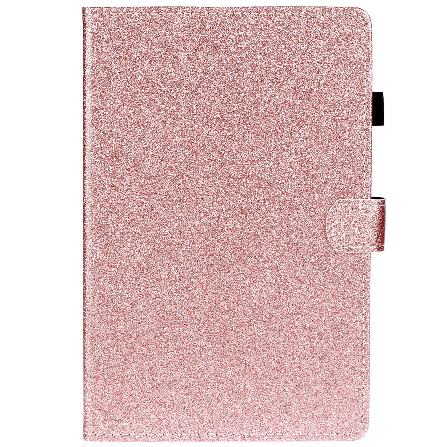 

For Samsung Galaxy Tab A8 10.5 (2021)/A8 10.5 (2022) X205/X200 Glittery Powder PU Leather Stand Tablet Case Cover with Card Holder Rose Gold