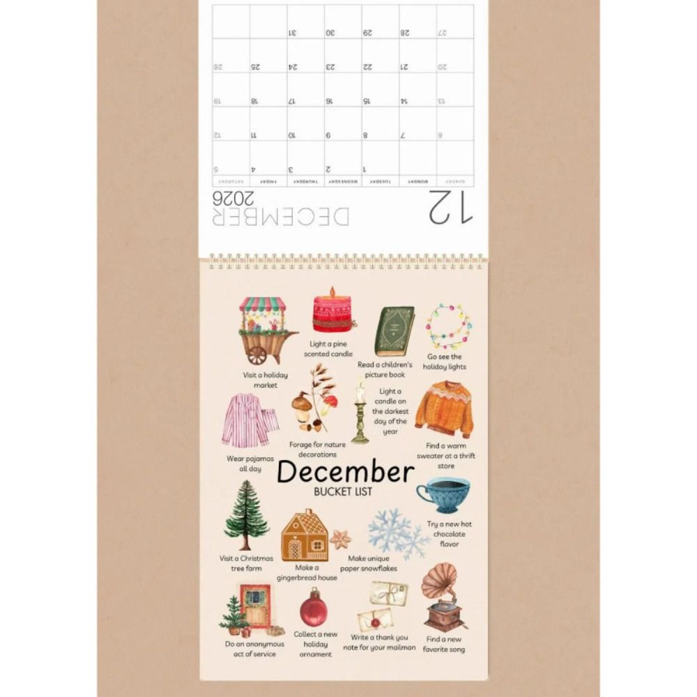 Notes Planning 2026 Wall Calendar Simple Style Desktop Calendar Premium Bucket List Calendar  Gifts