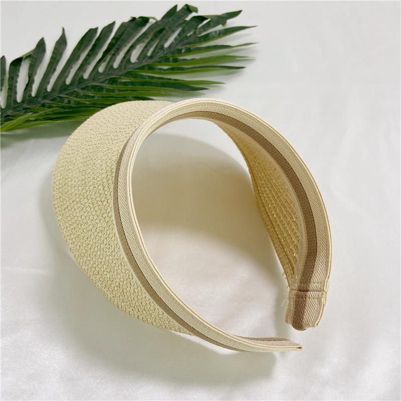 Summer travel sunscreen visor straw woven topless hat children's tide fashion versatile empty top straw hat cap