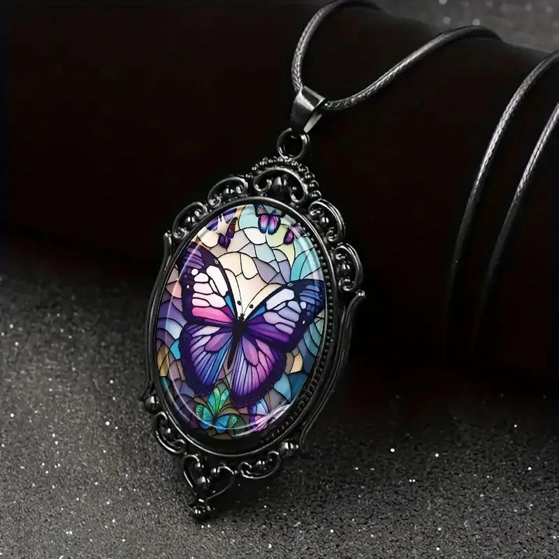

Pendant Vibrant Purple Shade Delicate Patterned Jewelry Necklace 50CM