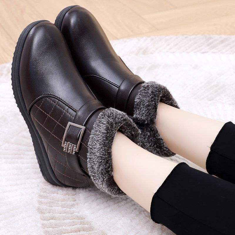 Shoes Women's 2025 New Cotton Shoes Women's Winter Velvet Thickened Snow Boots Wear-resistant Non-slip Thick-soled Middle-aged and Elderly Short Boots
