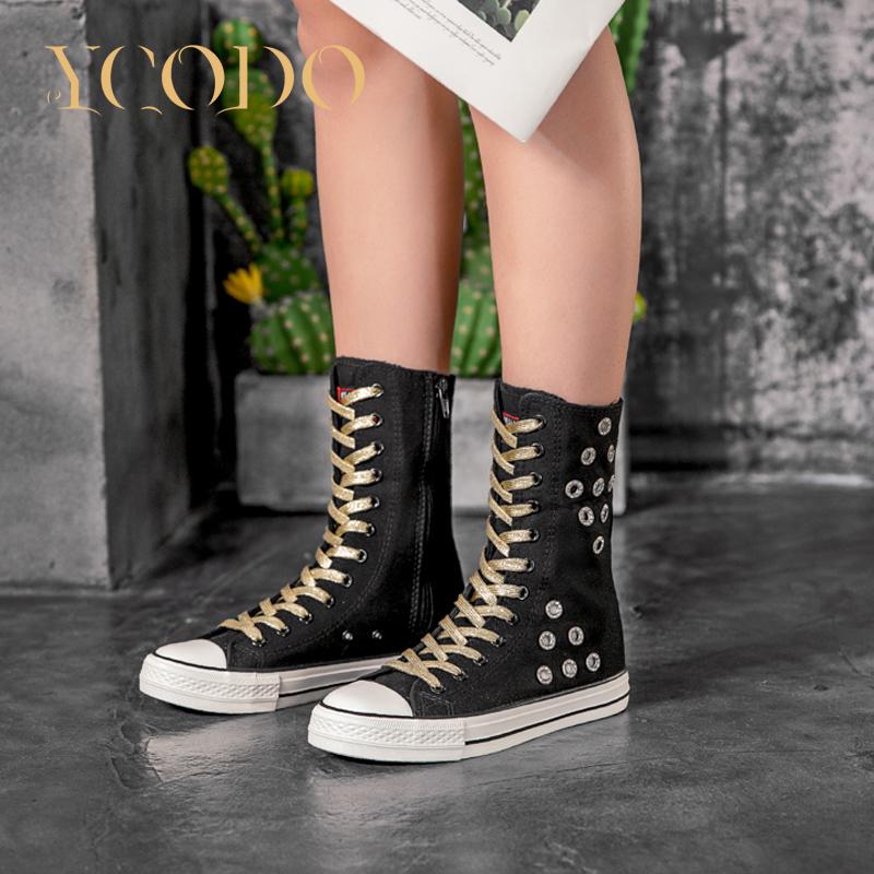 2023 Women's Spring/autumn and Summer Casual Canvas Shoes with Inner Zipper Air Vent for Girls' Student Short Canvas Boots