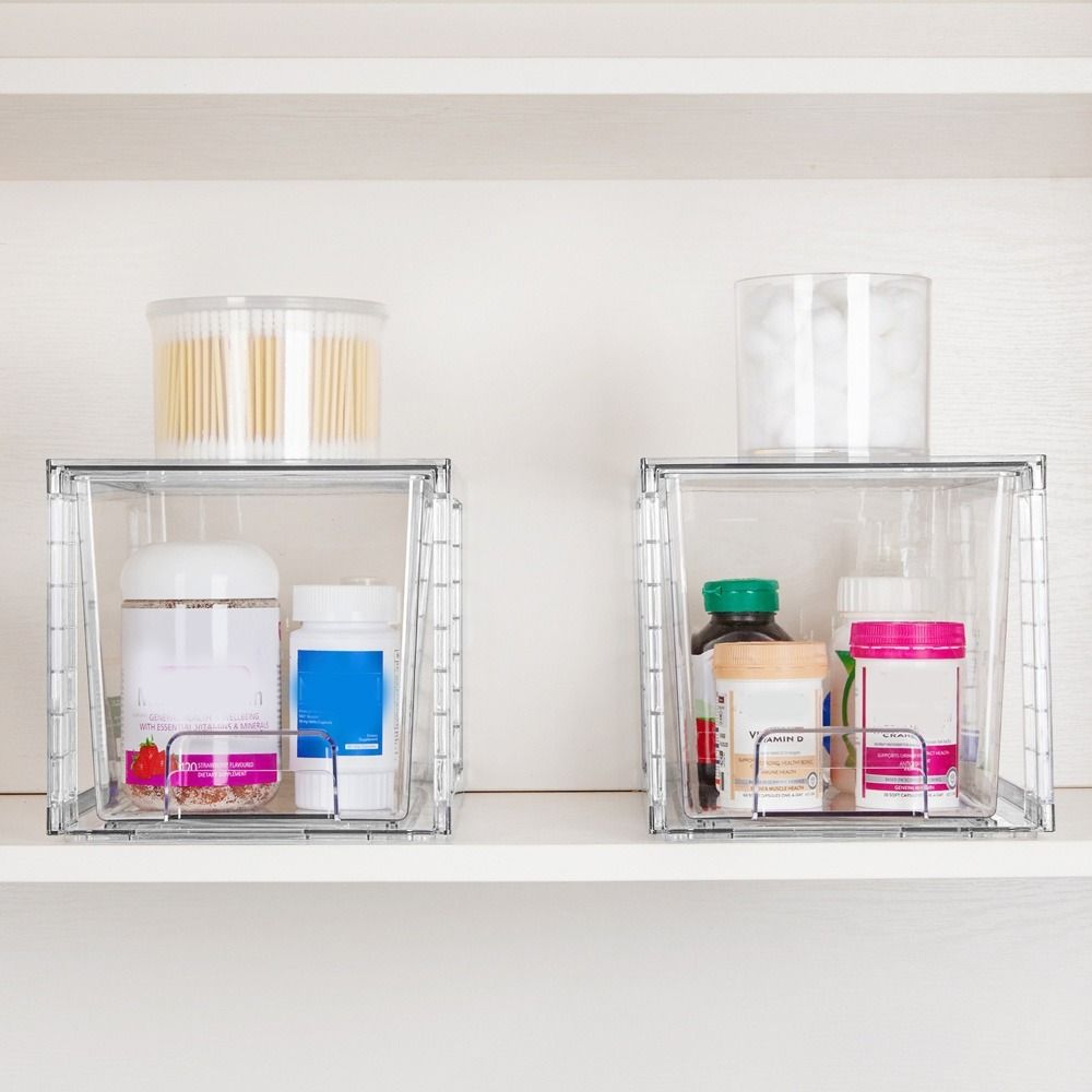 1/2pcs Transparent Stackable Storage Drawers 12 Inch Acrylic Drawer Organizers Kitchen