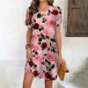 Fashion 3D Print Summer Dress Loose Casual Short Sleeve O-Neck Mini Dress
