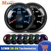 52mm 7 Colors Backlight Tachometer 3000-8000rpm Tacho Gauge Sensor M16 M18 Hour Meter for Gasolines Diesel Car Boat Yacht 12V