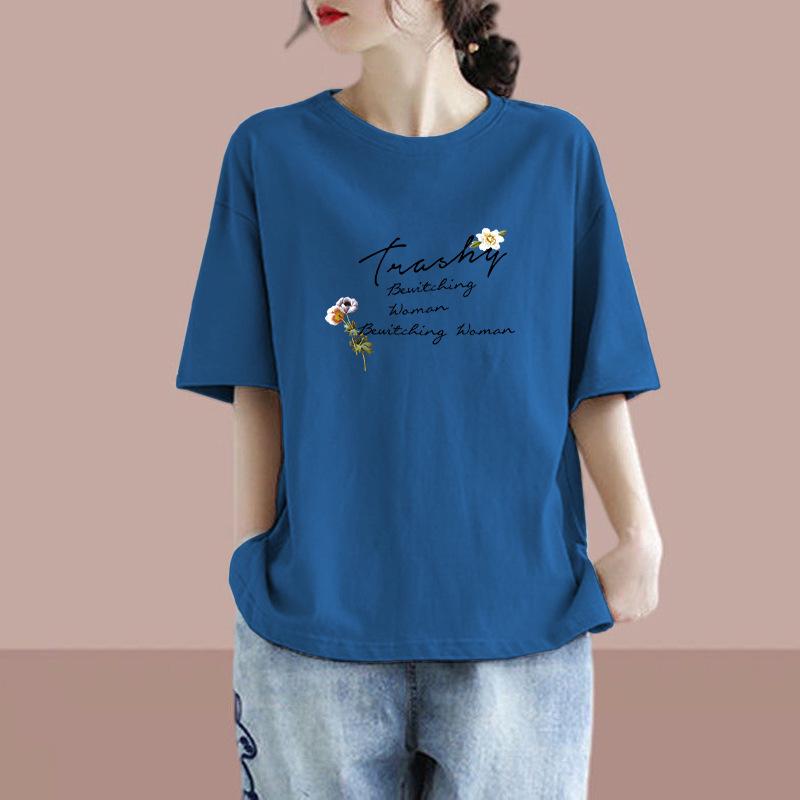 2025 Korean Style Women's Loose Letter Print Slimming T-Shirt